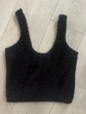 Bershka Fuzzy Black Cropped Tank